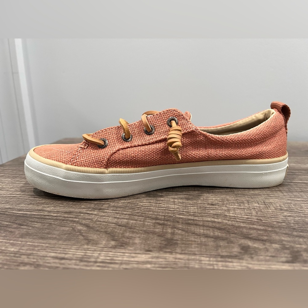 Sperry Coral Canvas Boat Shoes with Tan Laces - Picture 7 of 8